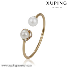 51775 Xuping vogue brazalete de oro diseños, elegante brazalete de dos perlas brazalete